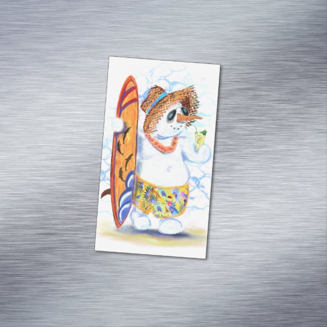 Tarjeta De Visita Magnética Un divertido surfista veraniego toma cóctel recién (In Situ)