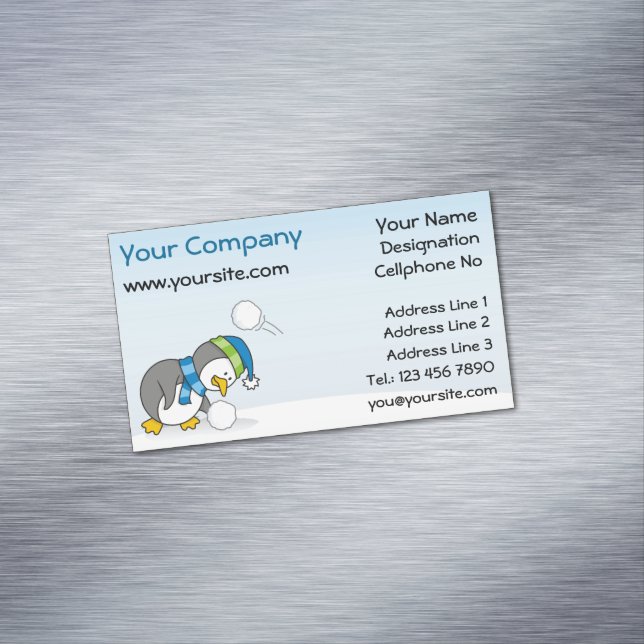 Tarjeta De Visita Magnética Un pingüino con una bola de nieve (In Situ)