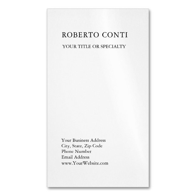 Tarjeta De Visita Magnética Único Minimalista moderno (Frente vertical)