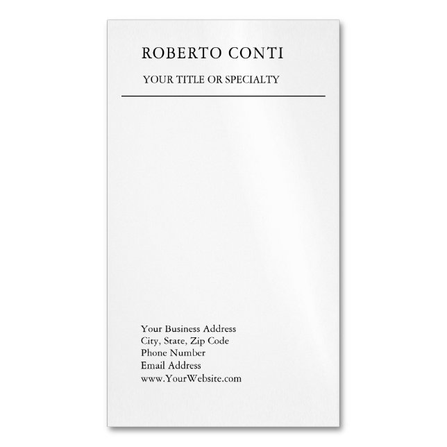 Tarjeta De Visita Magnética Único Minimalista moderno (Frente vertical)