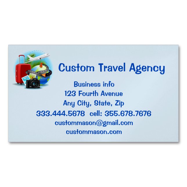 Tarjeta De Visita Magnética Vacaciones de crucero de la Agencia de Viajes de p (Anverso)
