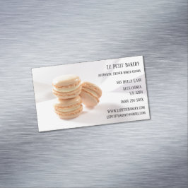 Tarjeta De Visita Magnética Vanilla Macarons Food Pastry Chef Bakery Baker
