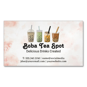 Tarjeta De Visita Magnética Variedad de bebidas de té de burbujas