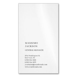 Tarjeta De Visita Magnética Vertical Blanco Minimalista Moderno Plano