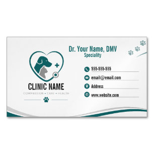 Tarjeta De Visita Magnética Veterinaria Moderna Personalizada