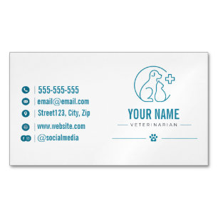 Tarjeta De Visita Magnética Veterinario personalizado con código QR