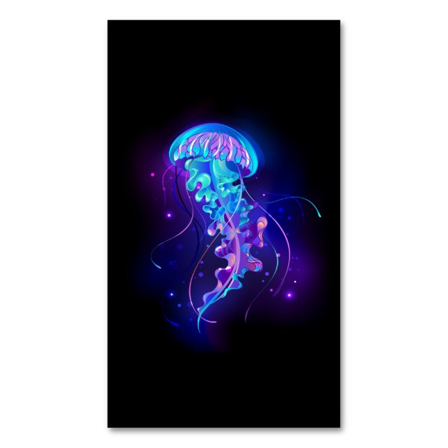 Tarjeta De Visita Magnética Vibrante color Glustre medusas (Frente vertical)