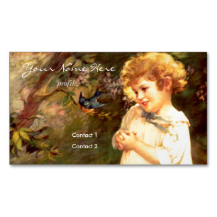 Tarjeta De Visita Magnética Victoriana encantadora con pájaros