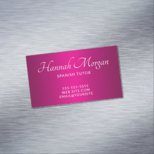 Tarjeta De Visita Magnética Vino Rosa Caliente Ombre Letra Elegante