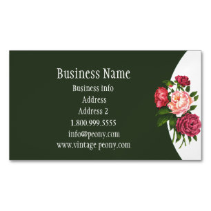 Tarjeta De Visita Magnética Vintage Peony Garden Flor acuática Art