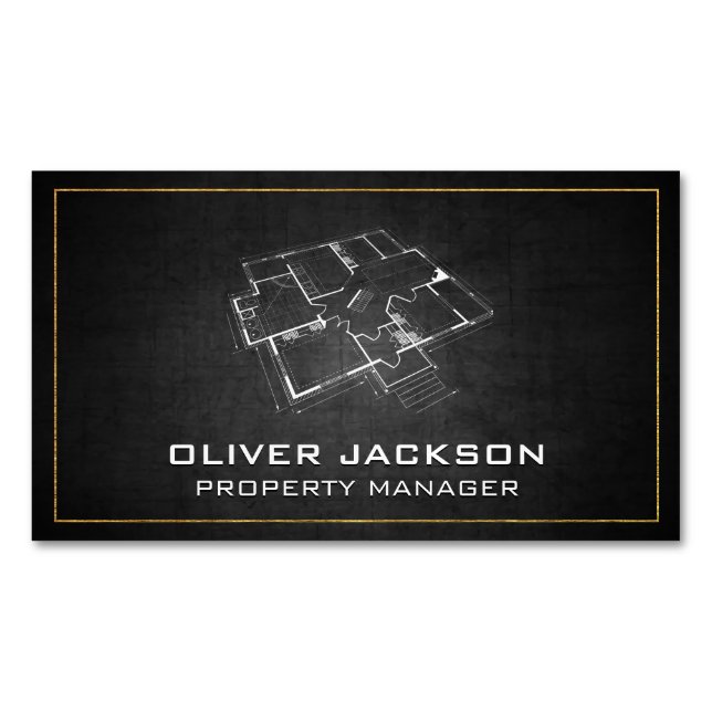 Tarjeta De Visita Magnética Vista superior de Blueprint (Anverso)