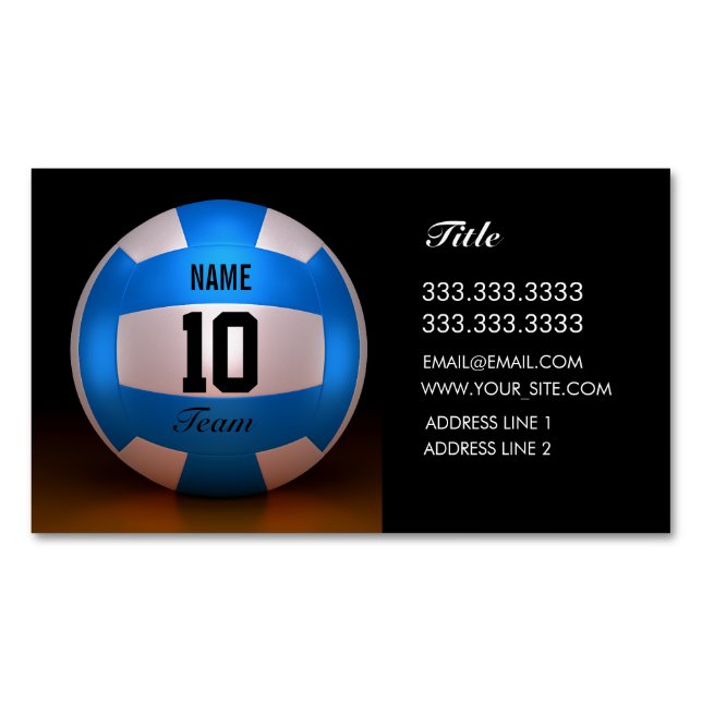 Tarjeta De Visita Magnética Voleibol azul (Anverso)