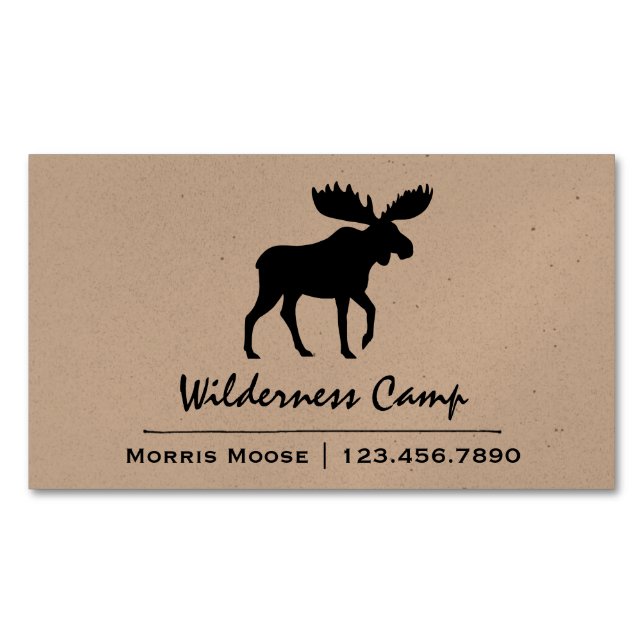 Tarjeta De Visita Magnética Walking Moose Silhouette | Animales salvajes (Anverso)