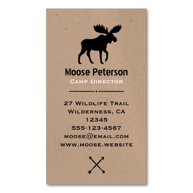 Tarjeta De Visita Magnética Walking Moose Silhouette | Animales salvajes (Frente vertical)