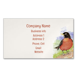 Tarjeta De Visita Magnética Watercolor American Robin Garden Bird