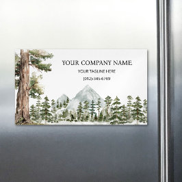 Tarjeta De Visita Magnética Watercolor Green Forest Personalized Outdoor