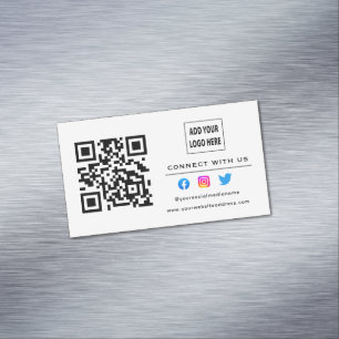 Tarjeta De Visita Magnética White Black Follow Scan Para Conectarse Con El Cód