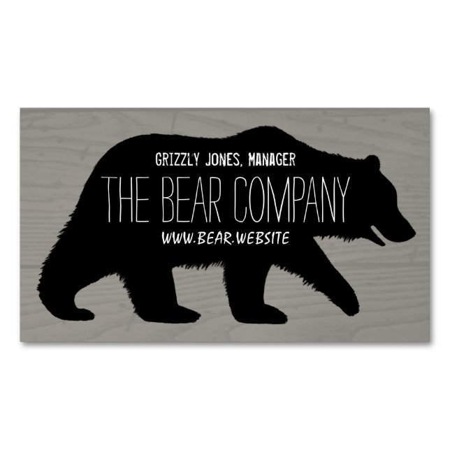 Tarjeta De Visita Magnética Wild Grizzly Bear Silhouette Wildlife Campground (Anverso)