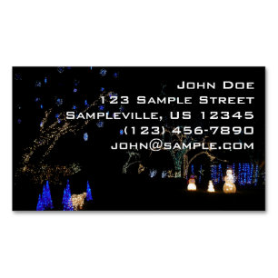 Tarjeta De Visita Magnética Winter Wonderland ilumina vacaciones azules y blan