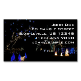 Tarjeta De Visita Magnética Winter Wonderland ilumina vacaciones azules y blan