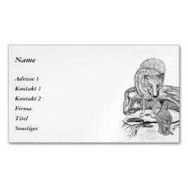 Tarjeta De Visita Magnética Wolf and Raven - Diseño en blanco y negro