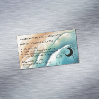Tarjeta De Visita Magnética Yoga de Playa Reiki Mano Celestial