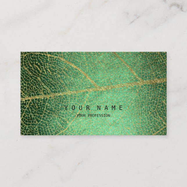 Tarjeta De Visita Magnífica Belleza Vip Tropic De Hoja Dorada Minima (Anverso)