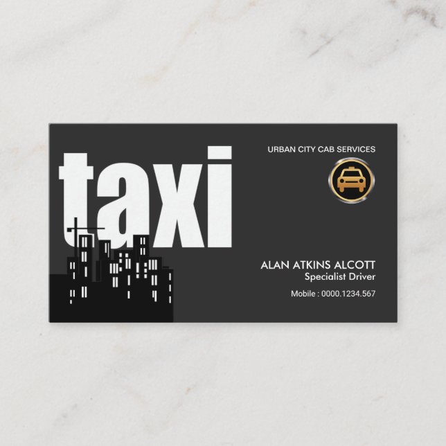 Tarjeta De Visita Magnífica silueta de la ciudad Taxi (Anverso)