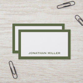 Tarjeta De Visita Magnífica tipografía simple de olivo verde y blanc