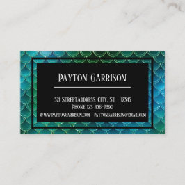 Tarjeta De Visita Magníficas escalas de sirenas verdes y doradas