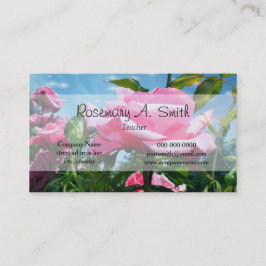 Tarjeta De Visita Magníficas flores rosadas en azul cielo profesiona