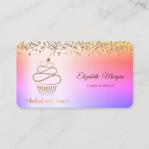 Tarjeta De Visita Magnífico Cupcake Brillante, Dulces, Panadería Omb