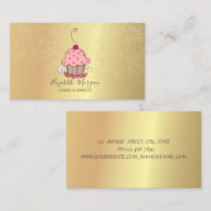 Tarjeta De Visita Magnífico Cupcake de Confeti de Loto Dorado
