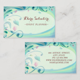 Tarjeta De Visita Magnífico Y Hermoso Verde Con Flores