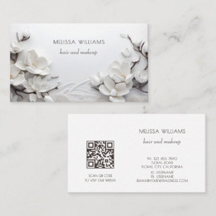 Tarjeta De Visita Magnolia 3D Blanca Elegante