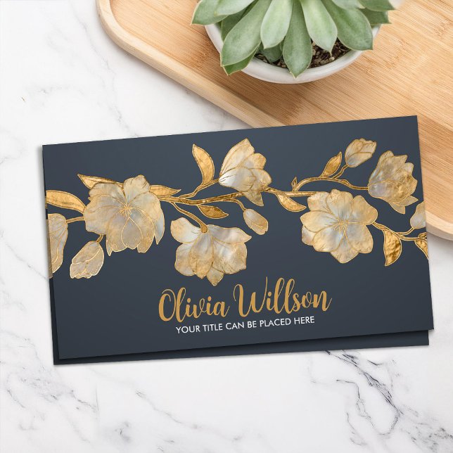 Tarjeta De Visita Magnolia Flor de Oro y Perla (Subido por el creador)