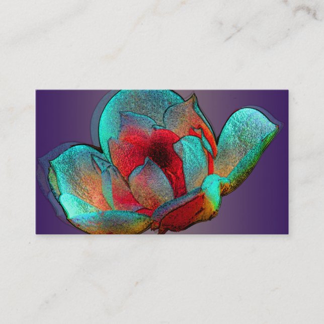 Tarjeta De Visita Magnolia metálica en azul y rojo (Anverso)