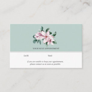 Tarjeta De Visita Magnolia y Eucalipto Sage green Nombramiento