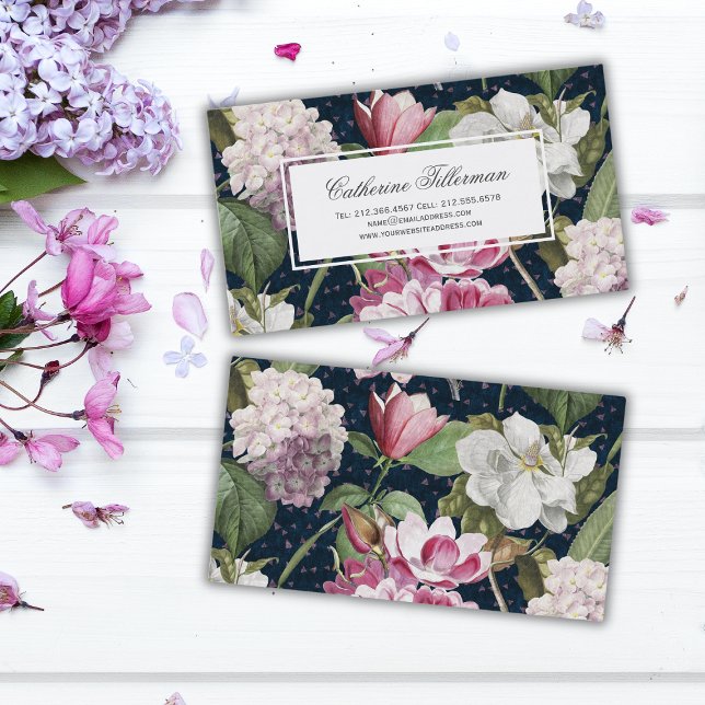 Tarjeta De Visita Magnolias e hidrangeas Botánica antigua (Subido por el creador)