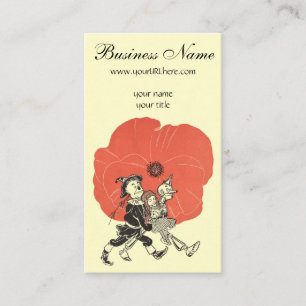 Tarjeta De Visita Mago vintage de Oz, Dorothy con flores de amapola