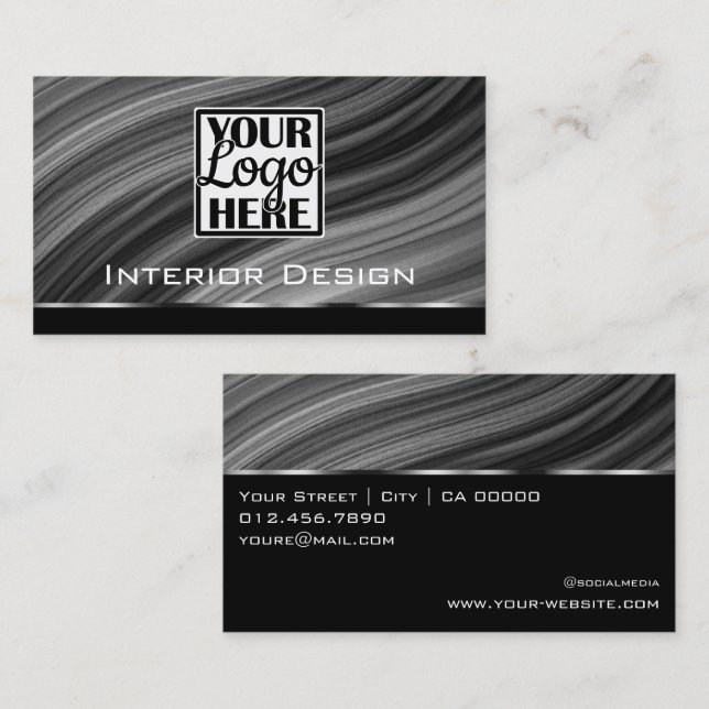 Tarjeta De Visita Mahaghoni Textura Madera de madera Gris Logo Gris (Anverso / Reverso)