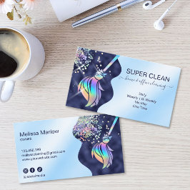 Tarjeta De Visita Maid Cleaning House Sparkling Holograph Business C