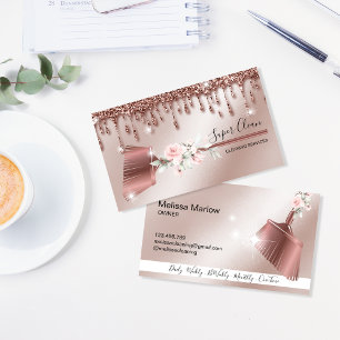 Tarjeta De Visita Maid Cleaning House Sparkling rose gold