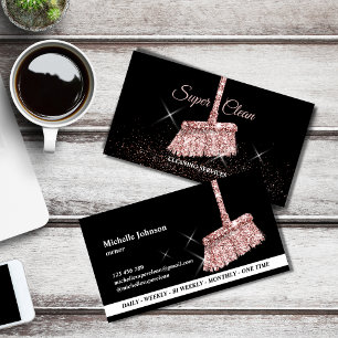 Tarjeta De Visita Maid Cleaning Housekeeping Services Rose Gold