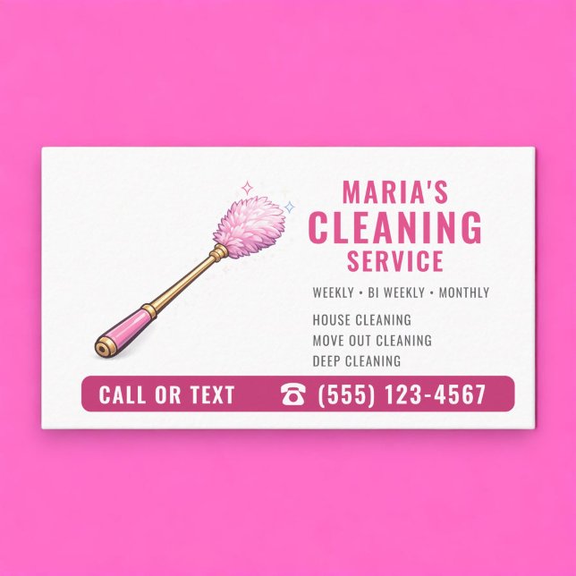 Tarjeta De Visita Maid House Cleaning Service Pink  (Subido por el creador)