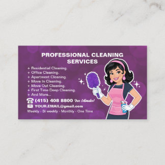 Tarjeta De Visita Maid Janitorial Lady House Cleaning Service