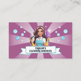 Tarjeta De Visita Maid Janitorial Lady Servicio de Limpieza de Casa