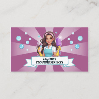 Tarjeta De Visita Maid Janitorial Lady Servicio de Limpieza de Casa 