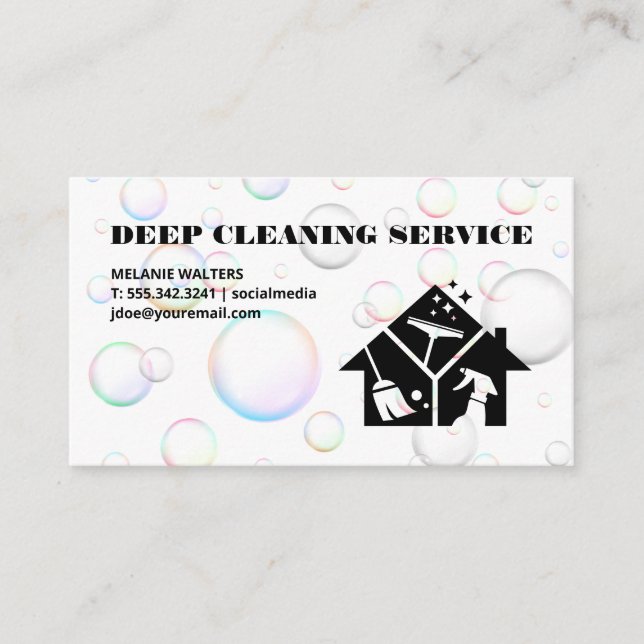 Tarjeta De Visita Maid | Servicio de limpieza | Baches de jabón (Anverso)