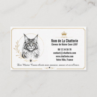 Tarjeta De Visita Maine Coon Chatterie LOOF Personnalisée Moderne